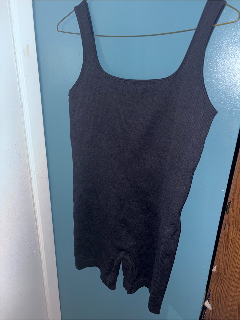 Black Ribbed Tank Romper